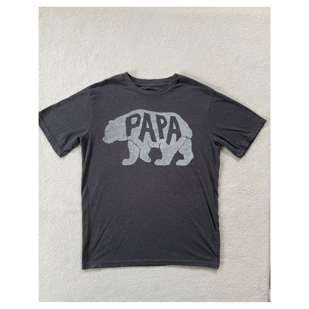 Mad Engine Mens Small T-Shirt Gray Papa Bear Tee Shirt Fathers‎ Day Humor Dad